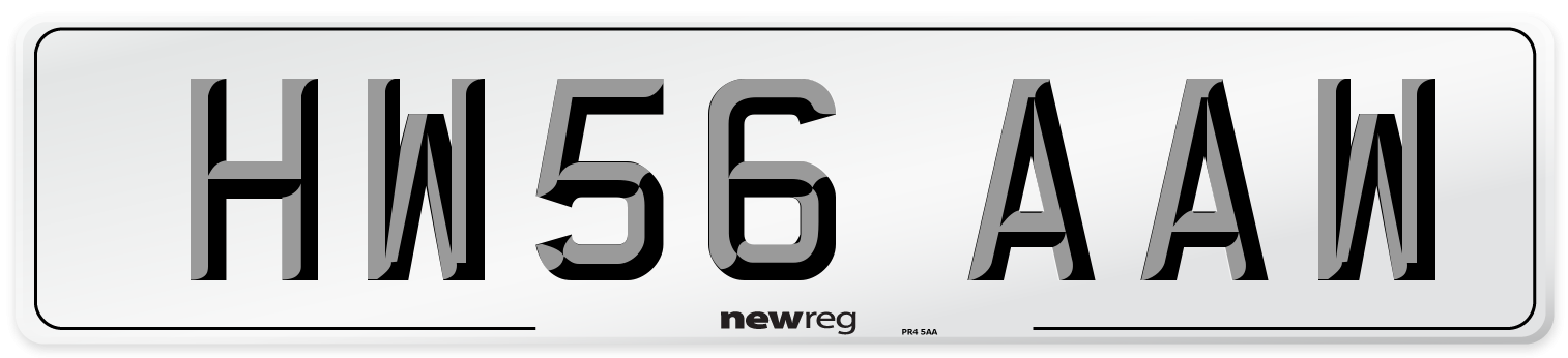 HW56 AAW Number Plate from New Reg